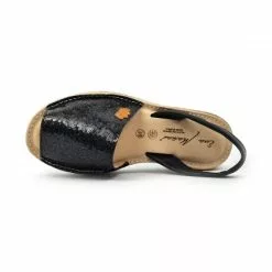 Woman Leather And Sequins Menorcan Sandals Platform Padded Insole 1253 Black, By Eva Mañas -Comfort Heels Sales woman leather and sequins menorcan sandals platform padded insole 1253 black by eva manas 4