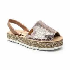 Woman Leather And Sequins Menorcan Sandals Platform Padded Insole 1253 Nude, By Eva Mañas -Comfort Heels Sales woman leather and sequins menorcan sandals platform padded insole 1253 nude by eva manas 2