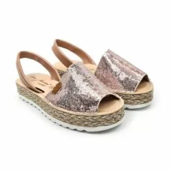 Woman Leather And Sequins Menorcan Sandals Platform Padded Insole 1253 Nude, By Eva Mañas -Comfort Heels Sales woman leather and sequins menorcan sandals platform padded insole 1253 nude by eva manas 3