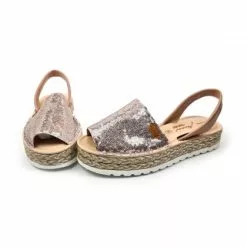Woman Leather And Sequins Menorcan Sandals Platform Padded Insole 1253 Nude, By Eva Mañas -Comfort Heels Sales woman leather and sequins menorcan sandals platform padded insole 1253 nude by eva manas 5