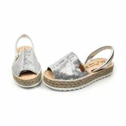 Woman Leather And Sequins Menorcan Sandals Platform Padded Insole 1253 Silver, By Eva Mañas -Comfort Heels Sales woman leather and sequins menorcan sandals platform padded insole 1253 silver by eva manas 5
