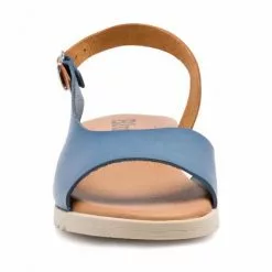 Comfort Heels Sales -Comfort Heels Sales woman leather low wedged sandals padded insole 1115 blue by blusandal 1