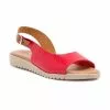 Woman Leather Low Wedged Sandals Padded Insole 1115 Red, By Blusandal -Comfort Heels Sales woman leather low wedged sandals padded insole 1115 red by blusandal