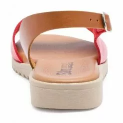 Woman Leather Low Wedged Sandals Padded Insole 1115 Red, By Blusandal -Comfort Heels Sales woman leather low wedged sandals padded insole 1115 red by blusandal 3