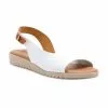 Woman Leather Low Wedged Sandals Padded Insole 1115 White, By Blusandal -Comfort Heels Sales woman leather low wedged sandals padded insole 1115 white by blusandal