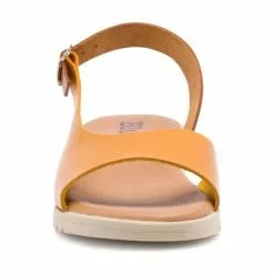Comfort Heels Sales -Comfort Heels Sales woman leather low wedged sandals padded insole 1115 yellow by blusandal 1