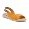 Woman Leather Low Wedged Sandals Padded Insole 1115 Yellow, By Blusandal -Comfort Heels Sales woman leather low wedged sandals padded insole 1115 yellow by blusandal