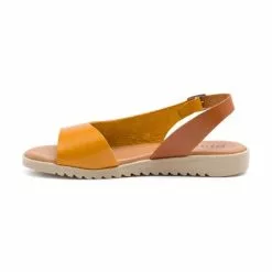 Woman Leather Low Wedged Sandals Padded Insole 1115 Yellow, By Blusandal -Comfort Heels Sales woman leather low wedged sandals padded insole 1115 yellow by blusandal 2