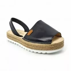 Woman Leather Menorcan Sandals Platform Padded Insole 1252 Black, By Eva Mañas -Comfort Heels Sales woman leather menorcan sandals platform padded insole 1252 black by eva manas 2