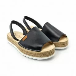 Woman Leather Menorcan Sandals Platform Padded Insole 1252 Black, By Eva Mañas -Comfort Heels Sales woman leather menorcan sandals platform padded insole 1252 black by eva manas 3