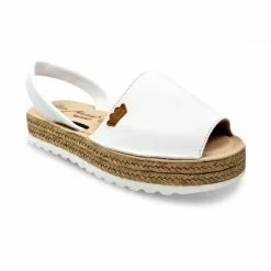 Woman Leather Menorcan Sandals Platform Padded Insole 1252 White, By Eva Mañas -Comfort Heels Sales woman leather menorcan sandals platform padded insole 1252 white by eva manas 2