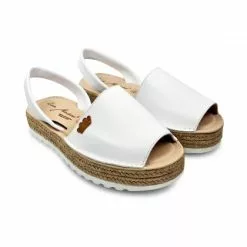 Woman Leather Menorcan Sandals Platform Padded Insole 1252 White, By Eva Mañas -Comfort Heels Sales woman leather menorcan sandals platform padded insole 1252 white by eva manas 3