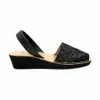 Woman Leather Wedged Menorcan Sandals Glitter 1275 Black, By C. Ortuño -Comfort Heels Sales woman leather wedged menorcan sandals glitter 1275 black by c ortuno