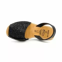 Woman Leather Wedged Menorcan Sandals Glitter 1275 Black, By C. Ortuño -Comfort Heels Sales woman leather wedged menorcan sandals glitter 1275 black by c ortuno 2