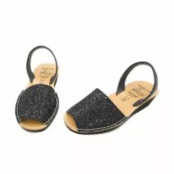 Woman Leather Wedged Menorcan Sandals Glitter 1275 Black, By C. Ortuño -Comfort Heels Sales woman leather wedged menorcan sandals glitter 1275 black by c ortuno 3