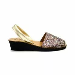 Woman Leather Wedged Menorcan Sandals Glitter 1275 Multi, By C. Ortuño