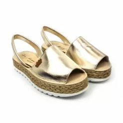 Woman Metallic Leather Menorcan Sandals Platform Padded Insole 1256 Platinum, By Eva Mañas -Comfort Heels Sales woman metallic leather menorcan sandals platform padded insole 1256 platinum by eva manas 3