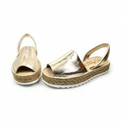 Woman Metallic Leather Menorcan Sandals Platform Padded Insole 1256 Platinum, By Eva Mañas -Comfort Heels Sales woman metallic leather menorcan sandals platform padded insole 1256 platinum by eva manas 5