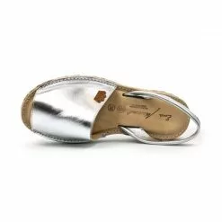 Woman Metallic Leather Menorcan Sandals Platform Padded Insole 1256 Silver, By Eva Mañas -Comfort Heels Sales woman metallic leather menorcan sandals platform padded insole 1256 silver by eva manas 4