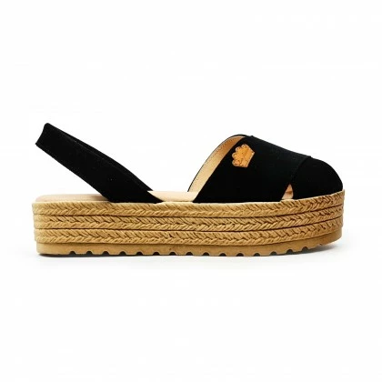 Woman Suede Leather Crossed Menorcan Sandals Platform Padded Insole 1257 Black, By Eva Mañas 3 Woman Suede Leather Crossed Menorcan Sandals Platform Padded Insole 1257 Black, By Eva Mañas