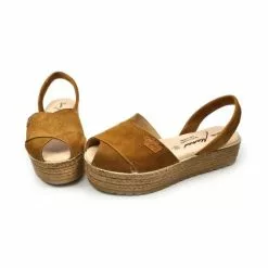 Woman Suede Leather Crossed Menorcan Sandals Platform Padded Insole 1257 Leather, By Eva Mañas -Comfort Heels Sales woman suede leather crossed menorcan sandals platform padded insole 1257 leather by eva manas 5