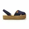 Woman Suede Leather Crossed Menorcan Sandals Platform Padded Insole 1257 Navy Blue, By Eva Mañas