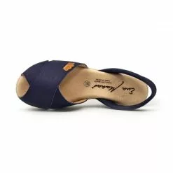Woman Suede Leather Crossed Menorcan Sandals Platform Padded Insole 1257 Navy Blue, By Eva Mañas -Comfort Heels Sales woman suede leather crossed menorcan sandals platform padded insole 1257 navy blue by eva manas 4