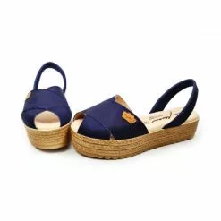 Woman Suede Leather Crossed Menorcan Sandals Platform Padded Insole 1257 Navy Blue, By Eva Mañas -Comfort Heels Sales woman suede leather crossed menorcan sandals platform padded insole 1257 navy blue by eva manas 5
