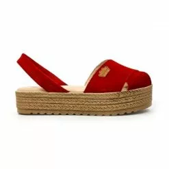 Woman Suede Leather Crossed Menorcan Sandals Platform Padded Insole 1257 Red, By Eva Mañas