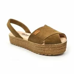 Woman Suede Leather Crossed Menorcan Sandals Platform Padded Insole 1257 Taupe, By Eva Mañas -Comfort Heels Sales woman suede leather crossed menorcan sandals platform padded insole 1257 taupe by eva manas 2