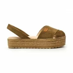 Woman Suede Leather Crossed Menorcan Sandals Platform Padded Insole 1257 Taupe, By Eva Mañas