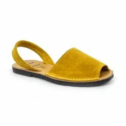 Women's Split Leather Flat Menorcan Sandals 202 Mustard By C. Ortuño -Comfort Heels Sales women s split leather flat menorcan sandals 202 mustard by c ortuno 2