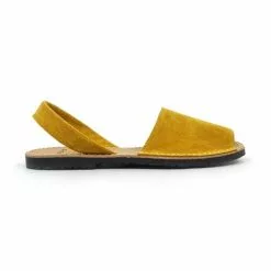 Women's Split Leather Flat Menorcan Sandals 202 Mustard By C. Ortuño