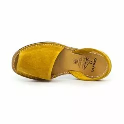 Women's Split Leather Flat Menorcan Sandals 202 Mustard By C. Ortuño -Comfort Heels Sales women s split leather flat menorcan sandals 202 mustard by c ortuno 4