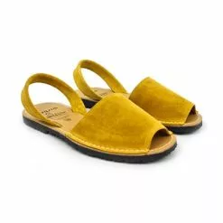 Women's Split Leather Flat Menorcan Sandals 202 Mustard By C. Ortuño -Comfort Heels Sales women s split leather flat menorcan sandals 202 mustard by c ortuno 5