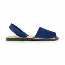 Women's Split Leather Flat Menorcan Sandals 202 Navy, By C. Ortuño