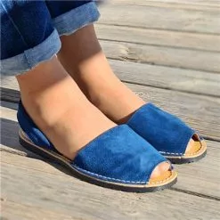Women's Split Leather Flat Menorcan Sandals 202 Navy, By C. Ortuño -Comfort Heels Sales women s split leather flat menorcan sandals 202 navy by c ortuno 3