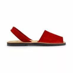Women's Split Leather Flat Menorcan Sandals 202 Red, By C. Ortuño