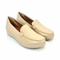 Women Soft Leather Comfort Loafers Removable Insole 12701 Beige, By Amelie -Comfort Heels Sales women soft leather comfort loafers removable insole 12701 beige by amelie 5