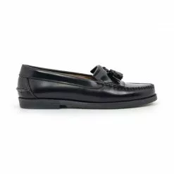 Womens Florentik Leather Beefroll Tassels Loafers Rubber Sole 507 Black, By María Tovar