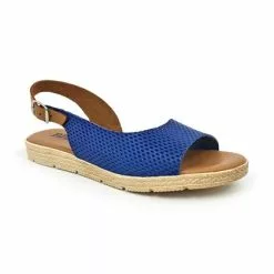Womens Leather Flat Sandals Padded Insole 22115 Blue, By Blusandal -Comfort Heels Sales womens leather flat sandals padded insole 22115 blue by blusandal 2