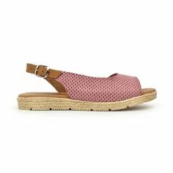 Womens Leather Flat Sandals Padded Insole 22115 Pink, By Blusandal