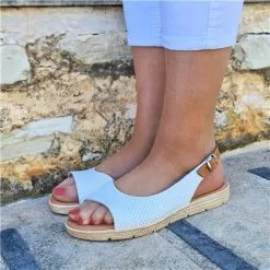 Womens Leather Flat Sandals Padded Insole 22115 White, By Blusandal -Comfort Heels Sales womens leather flat sandals padded insole 22115 white by blusandal 3