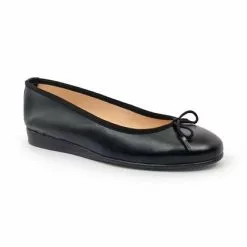 Womens Leather Low Wedged Ballerinas Bow 210 Black, By Casual -Comfort Heels Sales womens leather low wedged ballerinas bow 210 black by casual 2