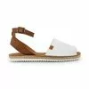 Womens Leather Menorcan Sandals Ankle Strap Padded Insole 15201 White, By C. Ortuño