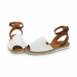 Womens Leather Menorcan Sandals Ankle Strap Padded Insole 15201 White, By C. Ortuño -Comfort Heels Sales womens leather menorcan sandals ankle strap padded insole 15201 white by c ortuno 3