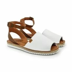 Womens Leather Menorcan Sandals Ankle Strap Padded Insole 15201 White, By C. Ortuño -Comfort Heels Sales womens leather menorcan sandals ankle strap padded insole 15201 white by c ortuno 4