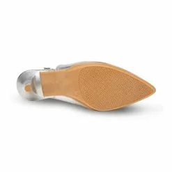 Womens Metallic Leather High Heeled Slingback Pumps 1495 Silver, By Eva Mañas -Comfort Heels Sales womens metallic leather high heeled slingback pumps 1495 silver by eva manas 3