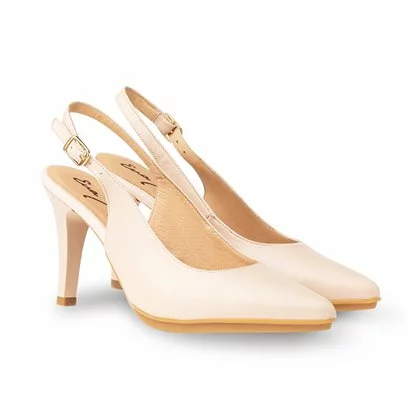 Womens Nappa Leather High Heeled Slingback Pumps 1495 Nude, By Eva Mañas 4 Womens Nappa Leather High Heeled Slingback Pumps 1495 Nude, By Eva Mañas - Image 2
