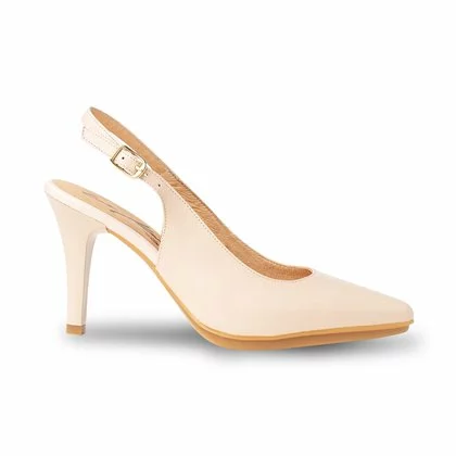 Womens Nappa Leather High Heeled Slingback Pumps 1495 Nude, By Eva Mañas 3 Womens Nappa Leather High Heeled Slingback Pumps 1495 Nude, By Eva Mañas
